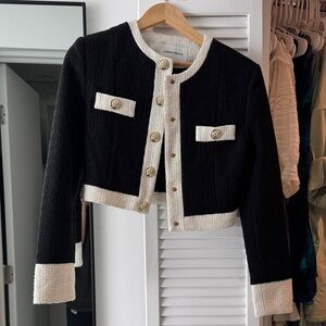Urban Revivo Black and White Cropped Jacket